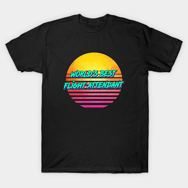 Funny Flight Attendant Retro 1980s Gift T-Shirt by GWENT